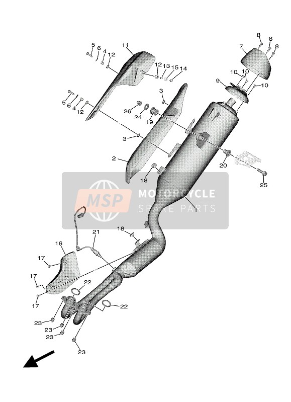 Yamaha TMAX DX ABS 2018 Exhaust for a 2018 Yamaha TMAX DX ABS